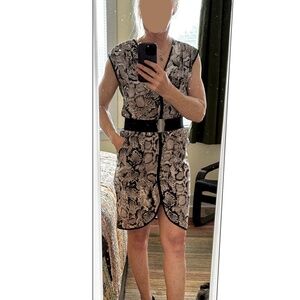 BCBG Snake Print Dress with Wide Black Belt – Size XS